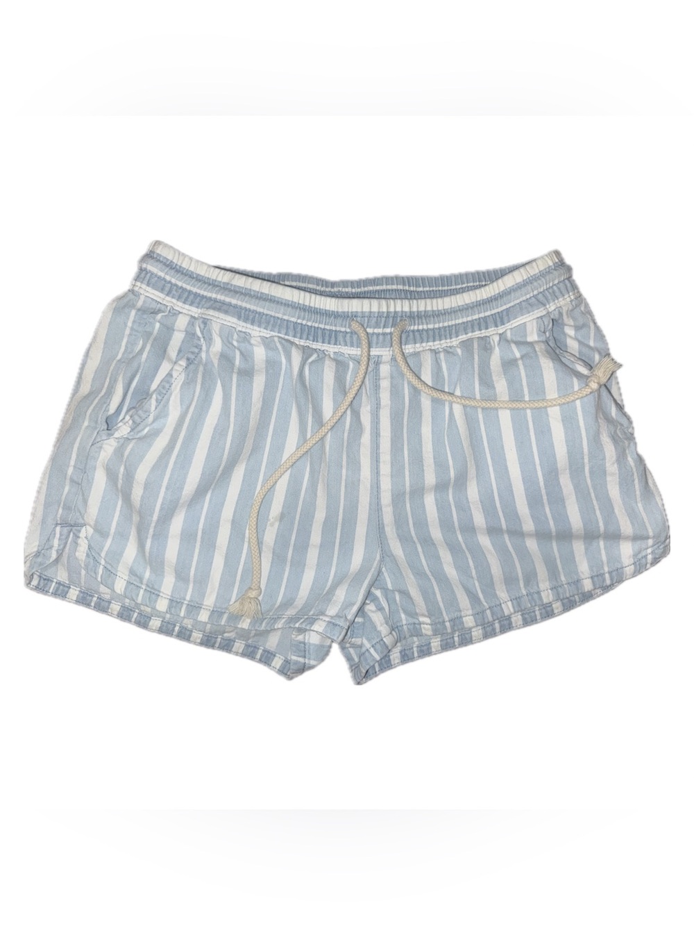 Aerie XS Light Blue & White Striped Women's Drawstring Shorts